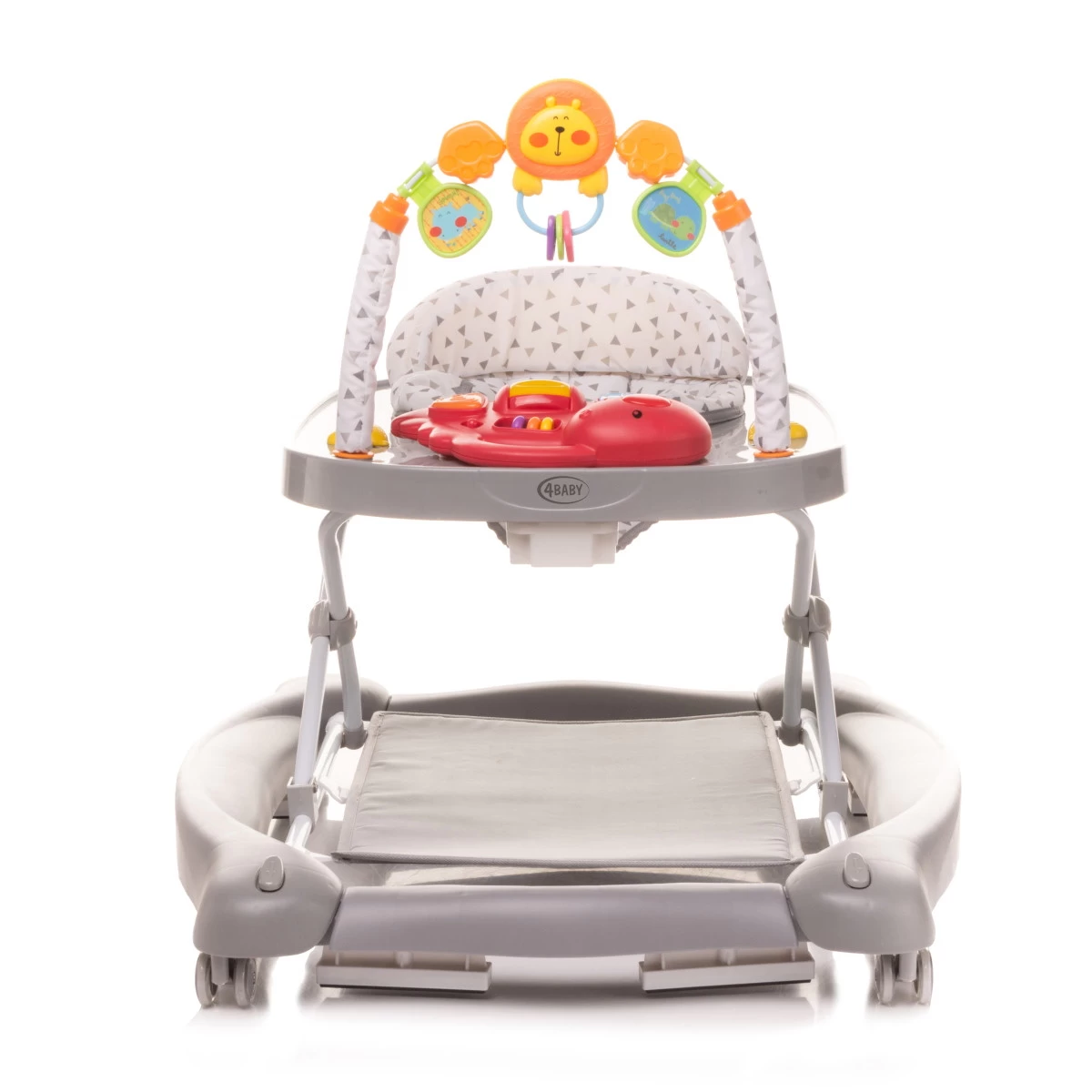 4Baby Swing'n Push Grey 3- In-1 Loopstoel Met Schommelfunctie - Afbeelding 2