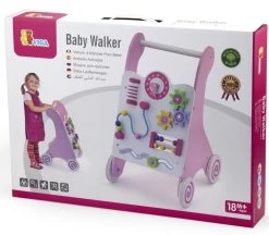 Viga Activity Walker Roze Houten Loopwagen 50178 -Babywinkel Verkoop Viga Activity Walker Roze Houten Loopwagen 50178 8