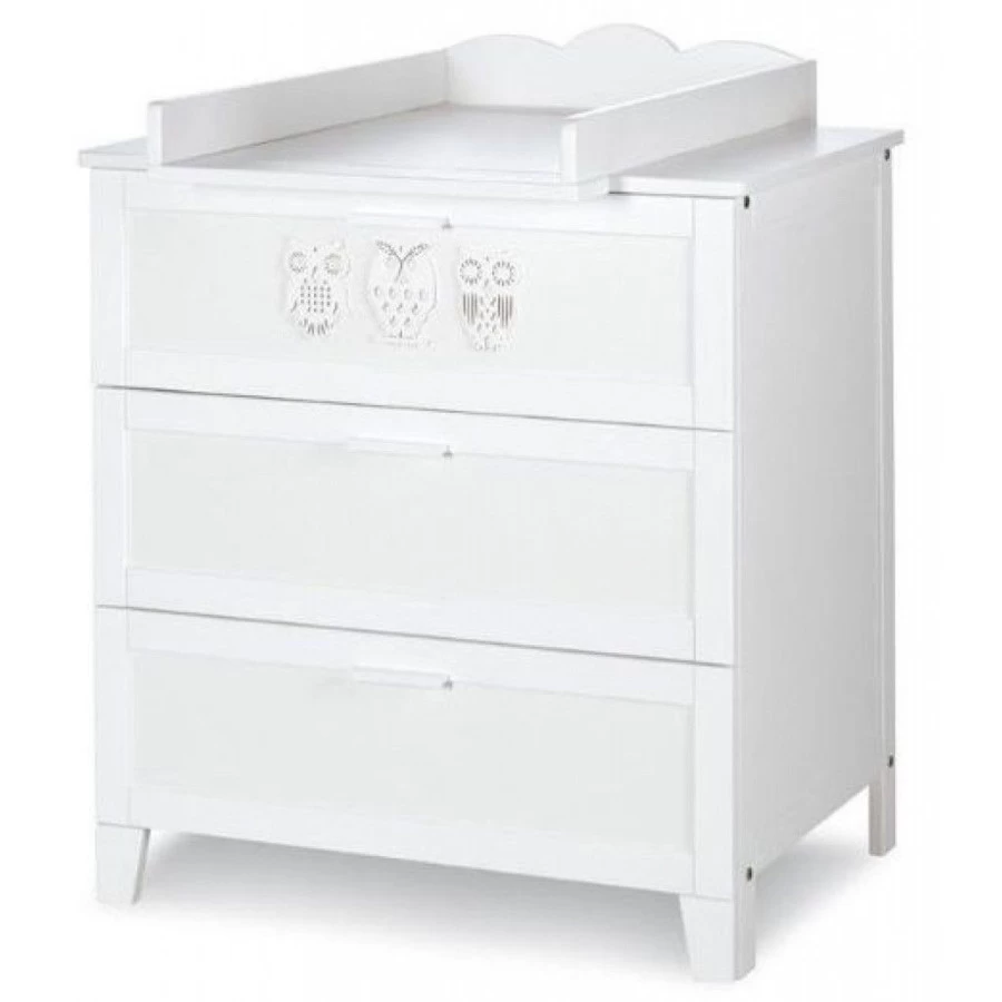 Babykamer Uil Wit: Ledikant, Commode En Open Kast 5 Babykamer Uil Wit: Ledikant, Commode En Open Kast - Afbeelding 3