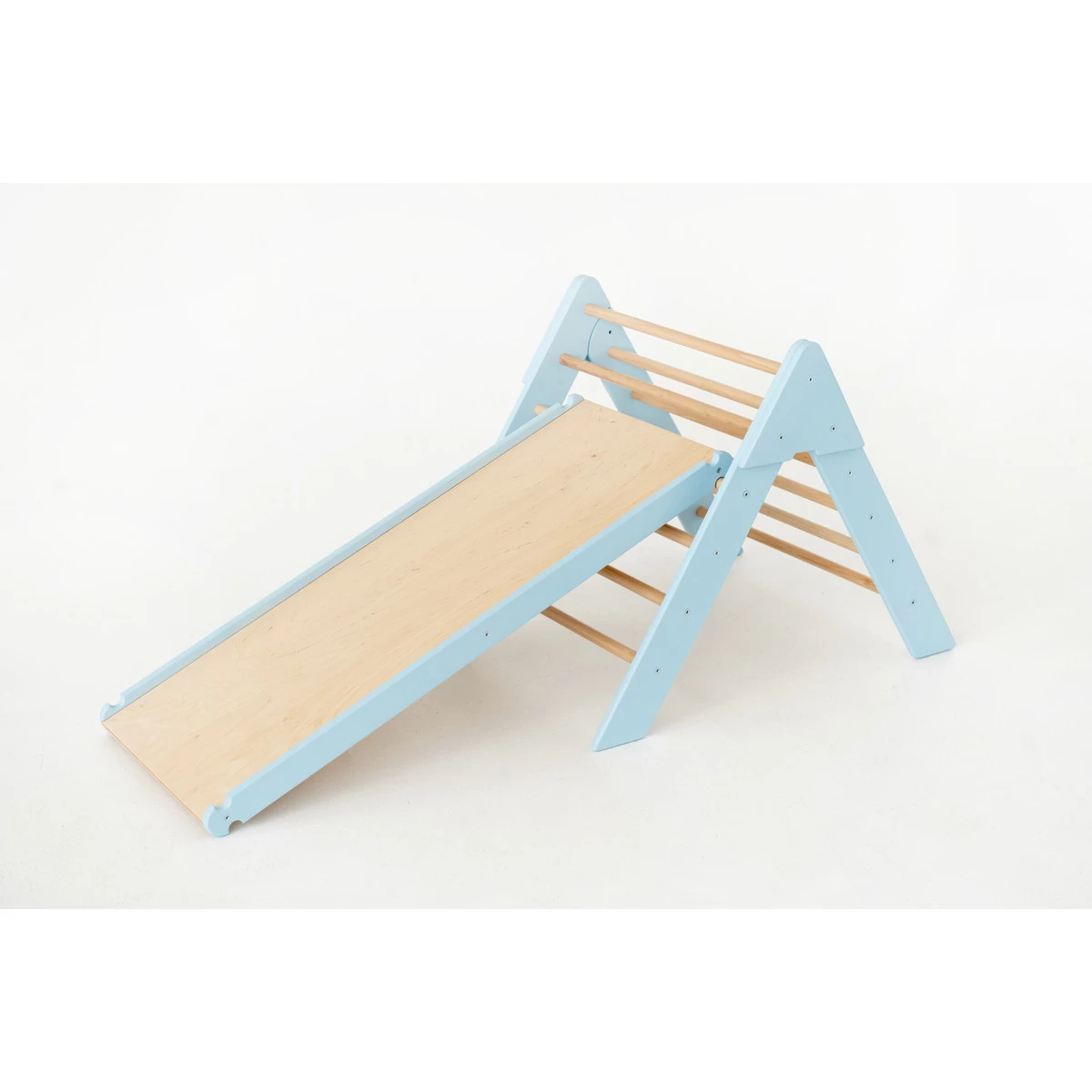 Luna Toys Blauw Houten Klimrek Met Glijbaan LU-36967 4 Luna Toys Blauw Houten Klimrek Met Glijbaan LU-36967 - Afbeelding 2