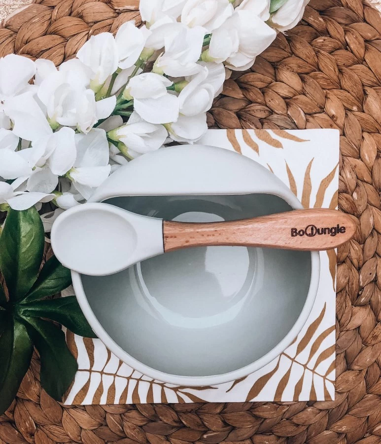 Bo Jungle B-Suction Bowl Grijs Kommetje Met Lepel B500600 5 Bo Jungle B-Suction Bowl Grijs Kommetje Met Lepel B500600 - Afbeelding 3