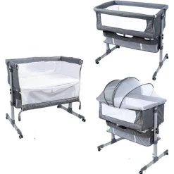 Eco Baby Donkergrijs Wieg Aan Bed FB5001 -Babywinkel Verkoop eco baby donkergrijs wieg aan bed fb5001 3 1