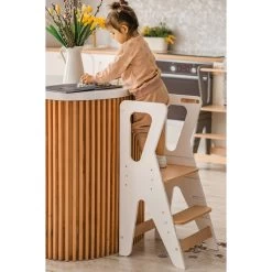 Luna Toys Wit Houten Leertoren Keukenhulp LU-00552 -Babywinkel Verkoop luna toys wit houten leertoren keukenhulp 1