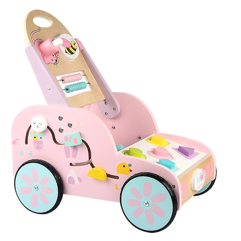 Eco Toys Roze Houten Activiteiten Loopwagen HC494888 4 Eco Toys Roze Houten Activiteiten Loopwagen HC494888 - Afbeelding 2
