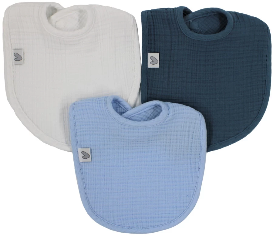 Petit Villain Hydrofiel Lichtblauw/Ecru/Marineblauw 3 Stuks Slabber 3 Petit Villain Hydrofiel Lichtblauw/Ecru/Marineblauw 3 Stuks Slabber