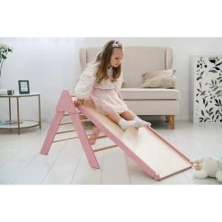 Luna Toys Roze Houten Klimrek Met Glijbaan LU-36974 -Babywinkel Verkoop pink 1