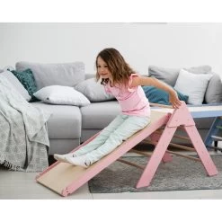 Luna Toys Roze Houten Klimrek Met Glijbaan LU-36974 -Babywinkel Verkoop pink 3