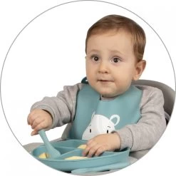 Sevibaby Grijs Silicone Bord Met Zuignap 525-13 -Babywinkel Verkoop sevibaby turquoise silicone bestek 509 15 4